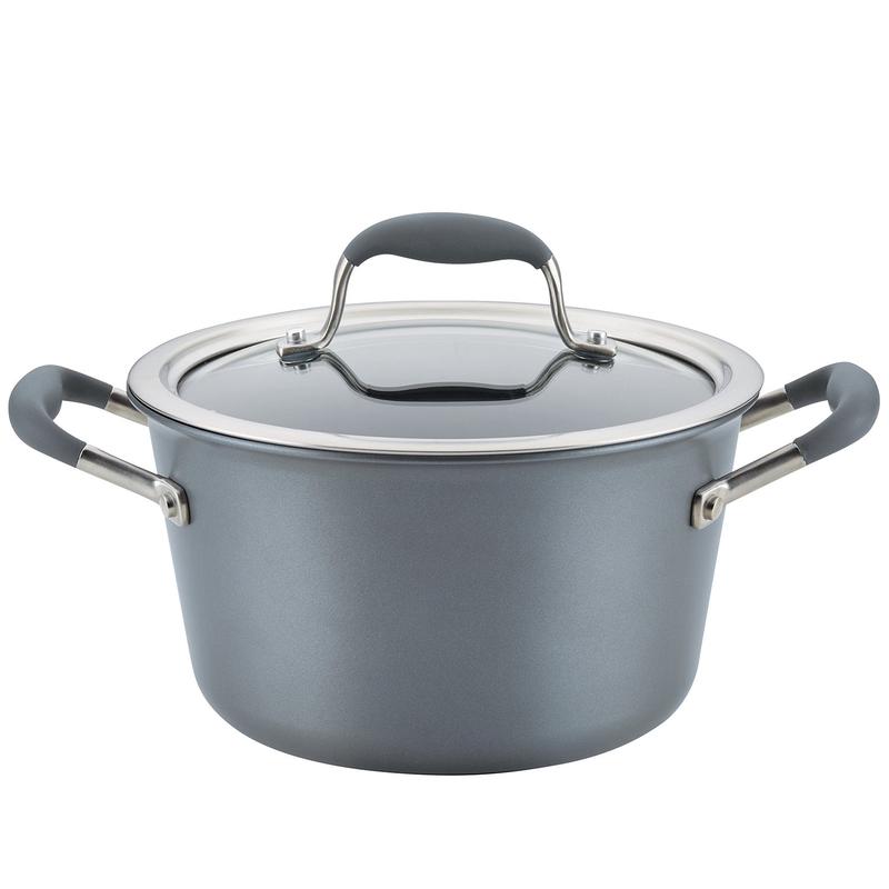 Anolon Advanced Home Hard-Anodized Nonstick Saucepot with Lid, 4.5-Quart, Moonstone