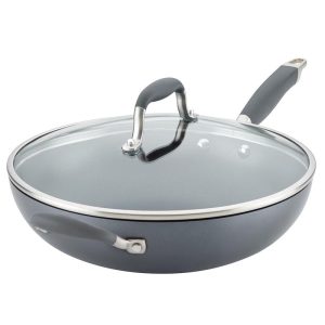 Anolon Advanced Home Hard-Anodized Nonstick Ultimate Pan with Lid, 12-Inch, Moonstone