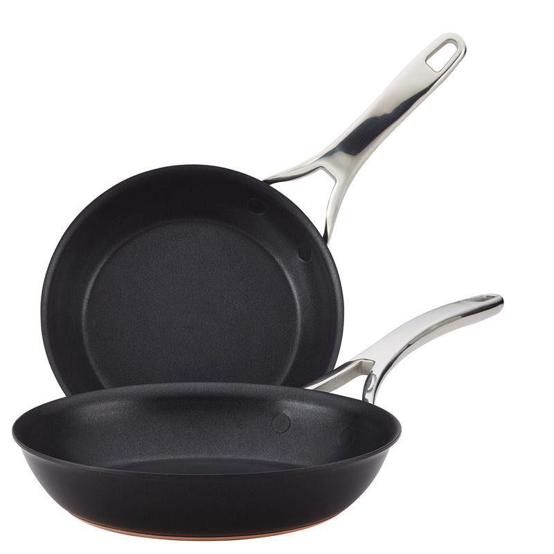 Anolon Nouvelle Copper Luxe Hard-Anodized Nonstick Frying Pan Set, 2-Piece, Onyx