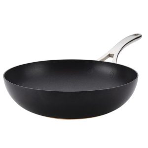Anolon Nouvelle Copper Luxe Hard-Anodized Nonstick Stir Fry, 12-Inch, Onyx