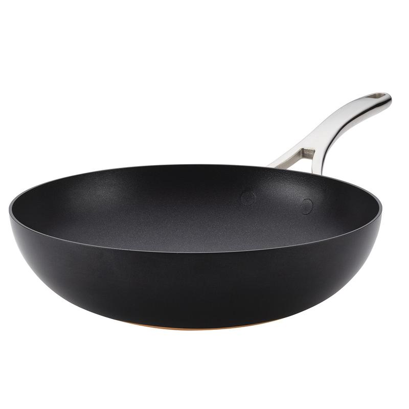Anolon Nouvelle Copper Luxe Hard-Anodized Nonstick Stir Fry, 12-Inch, Onyx