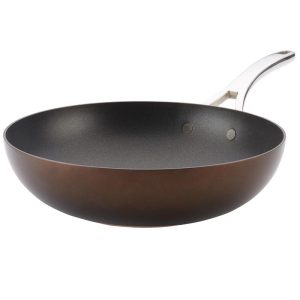 Anolon Nouvelle Copper Luxe Hard-Anodized Nonstick Stir Fry, 12-Inch, Sable