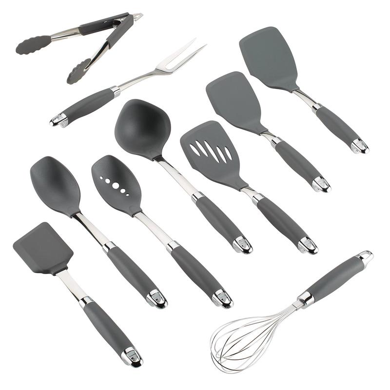 Anolon Tools and Gadgets SureGrip Nonstick Kitchen Utensil Set, 10-Piece, Graphite