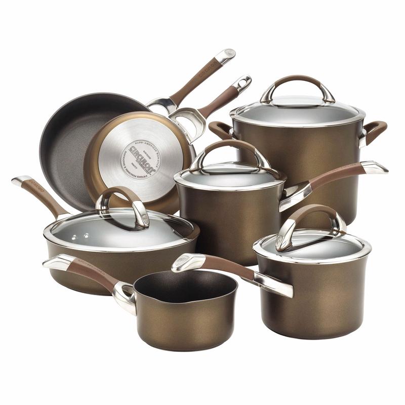 Circulon Symmetry Chocolate Hard-Anodized Nonstick 11-Piece Cookware Set