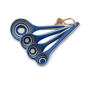 Island Bamboo 4 Piece Pakkawood Measuring Spoon Set, Blue