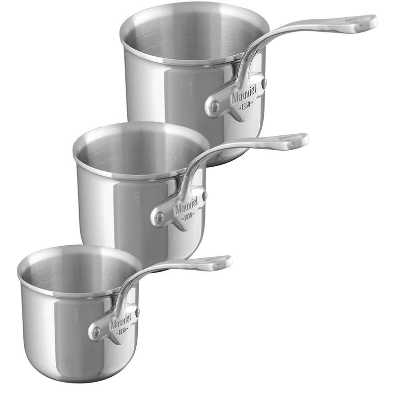 Mauviel M'Cook Set Of 3 Stainless Steel Saucepans, 1.9, 2.6, 3.6 Quart