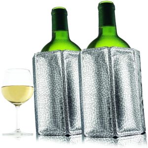 Vacu Vin Rapid Ice Active Cooler Wine Bottle Chilling Sleeve Set of 2, Silver