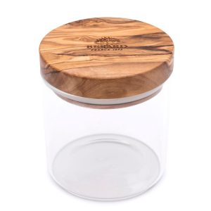 Berard Glass Storage Jar With Olive Wood Lid, 13.5-ounce