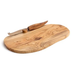 Berard Olive Wood Cheese Board & Knife Set, 13-Inch x 7-Inch