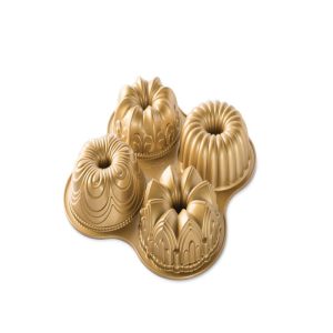 Nordic Ware Cast Aluminum Bundt Quartet Pan, Gold