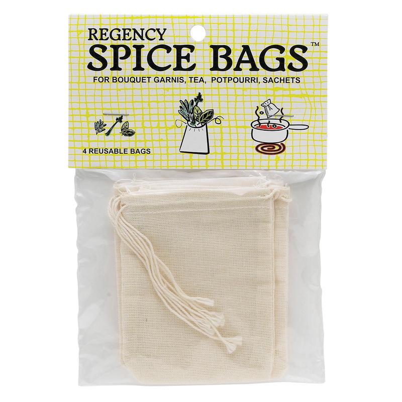 Regency Spice Bags for Bouquet Garnis with Drawstring Tops, Set of 4