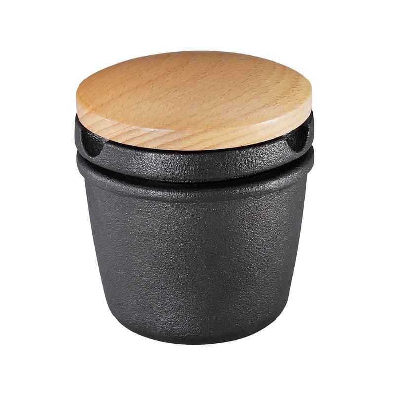 Zassenhaus Cast Iron Spice Grinding Set with Beechwood Lid, 3" Grinder, Black
