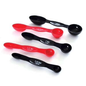 Norpro 5 Piece Nesting Magnetic Measuring Spoon Set 1/4 tsp to 1 tbsp, Red/Black