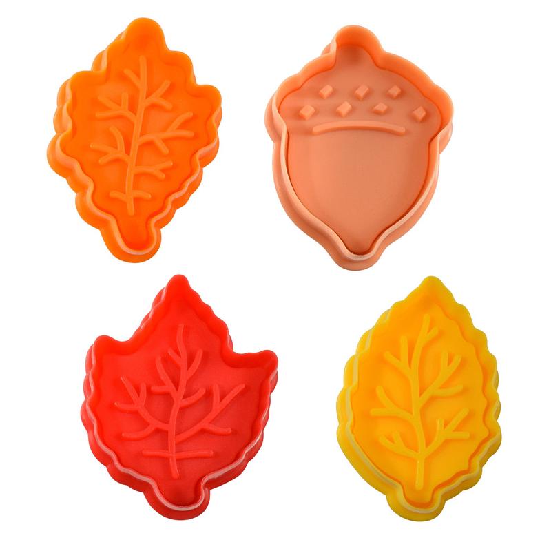 R&M International 4 Piece Leaves Cookie Stamper Set, 2-Inch