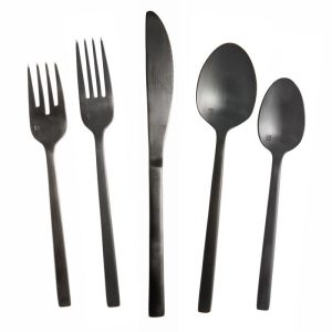 Fortessa Arezzo Brushed Black 18/10 Stainless Flatware Set