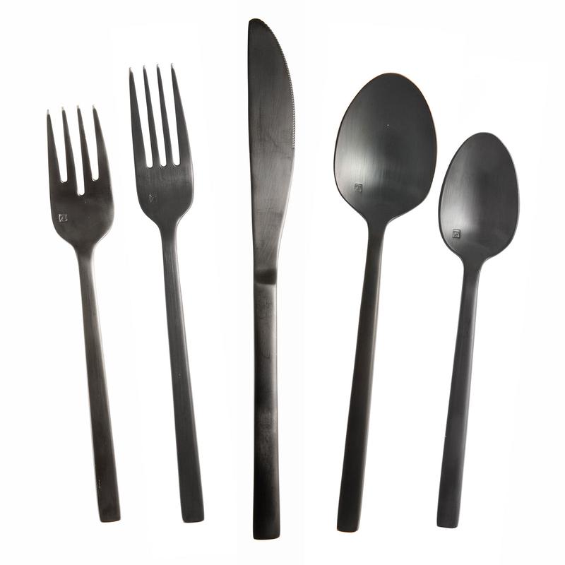 Fortessa Arezzo Brushed Black 18/10 Stainless Flatware Set
