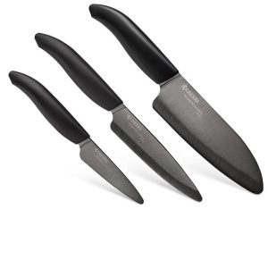Kyocera Advanced Ceramics 3 Piece Revolution Series Knife Set with Black Blades