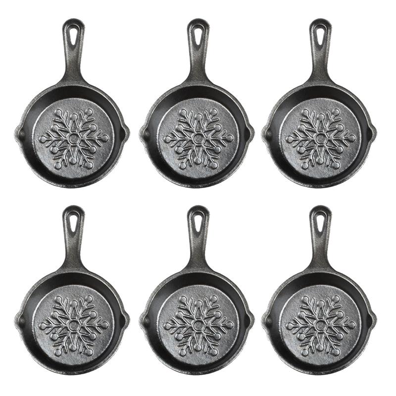 Lodge 3.5-Inch Mini Cast Iron Holiday Skillet, Snowflake Imprint, Set of 6