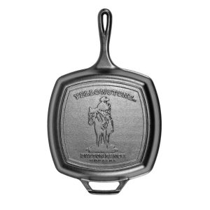 Lodge Yellowstone 10.5 Inch Seasoned Square Cast Iron Cowboy Grill Pan