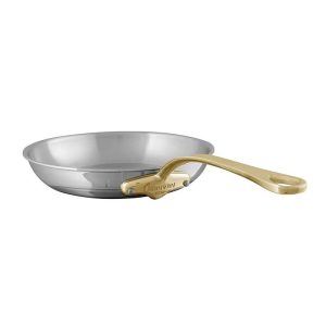 Mauviel M'Cook B 5-Ply Polished Stainless Steel Frying Pan With Brass Handle, 10.2-in, Made In France
