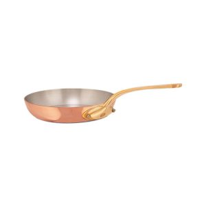 Mauviel M'Heritage 200 B 2mm Polished Copper & Stainless Steel Frying Pan With Brass Handles, 10.24-in, Made In France