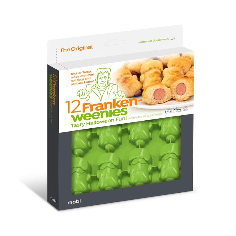 Mobi 12 Pigs in a Blanket Silicone Snack Mold, Franken-wennies