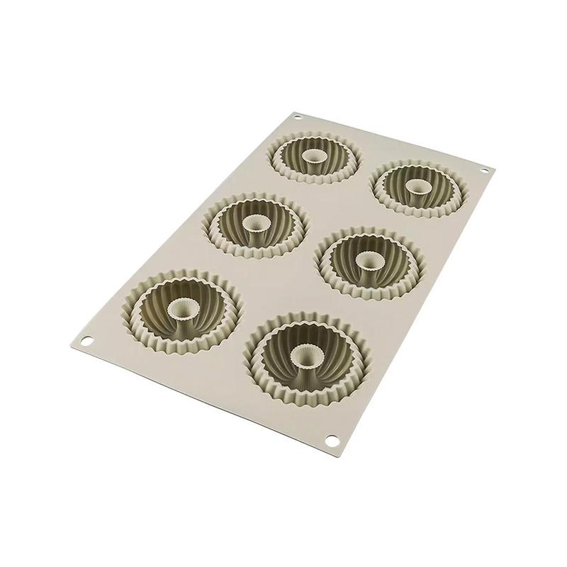 Silikomart Mini Raggio Silicone Mold, Flexible Tray Creates 6 Rounded Desserts or Cakes with Ribbed Detail