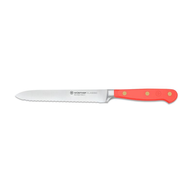 Wusthof Classic 5-Inch Serrated Utility Knife, Coral Peach