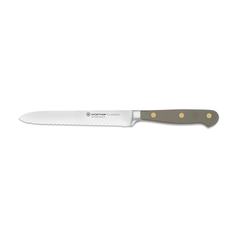 Wusthof Classic 5-Inch Serrated Utility Knife, Velvet Oyster