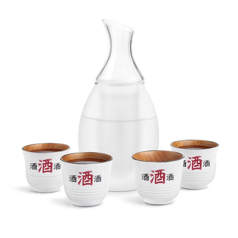 Final Touch Sake Decanter Set - Frosted White
