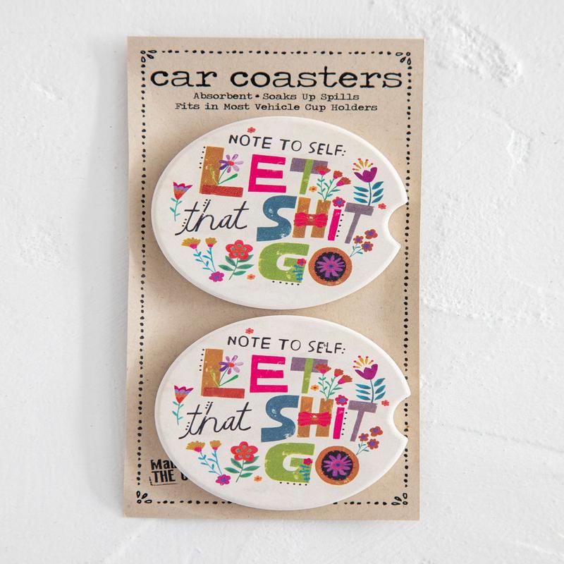 Natural Life Car Coaster Thankful