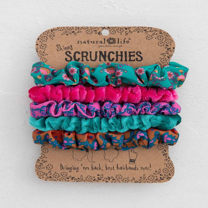 Natural Life Magenta Mixed Print Scrunchies