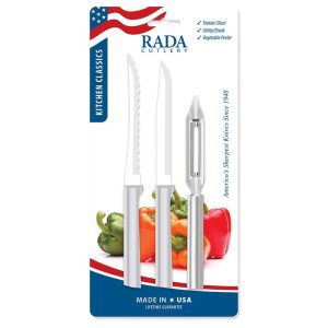 Rada 3 Piece Knife Set ProPak with Tomato Slicer, Vegetable Peeler, and Utility Knife