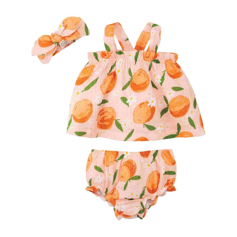 Mudpie Baby Orange Pinafore & Headband Set 6-9M