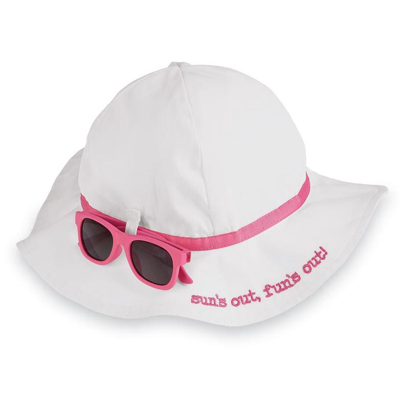 Mudpie Baby White Sun Hat & Glasses Set
