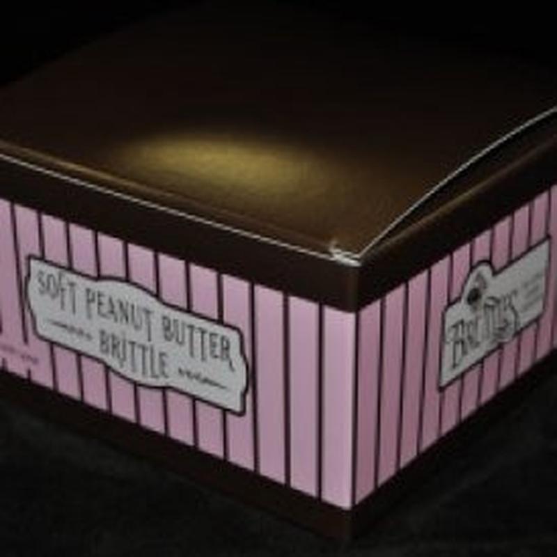 Bruttles Gourmet Candies 1lb Soft Peanut Brittle Brown Box
